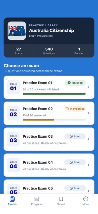 Australia Citizenship Exam: Choose a practice exam