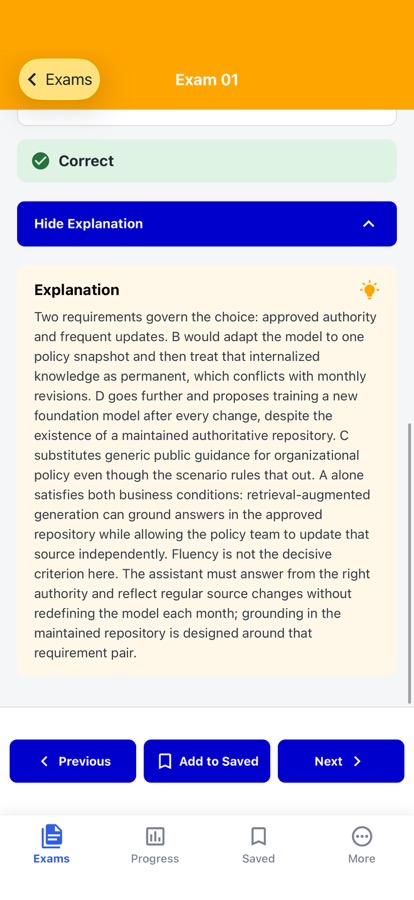 AWS AI Business Strategist: Understand each answer