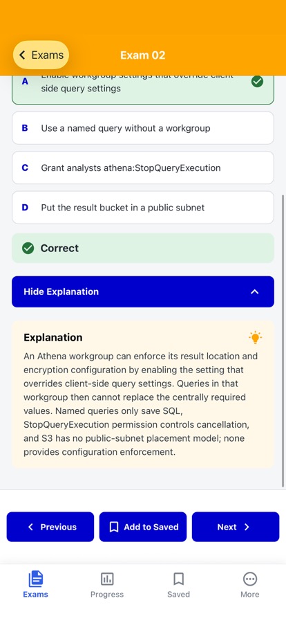 AWS Data Engineer Exam Prep: Understand each answer