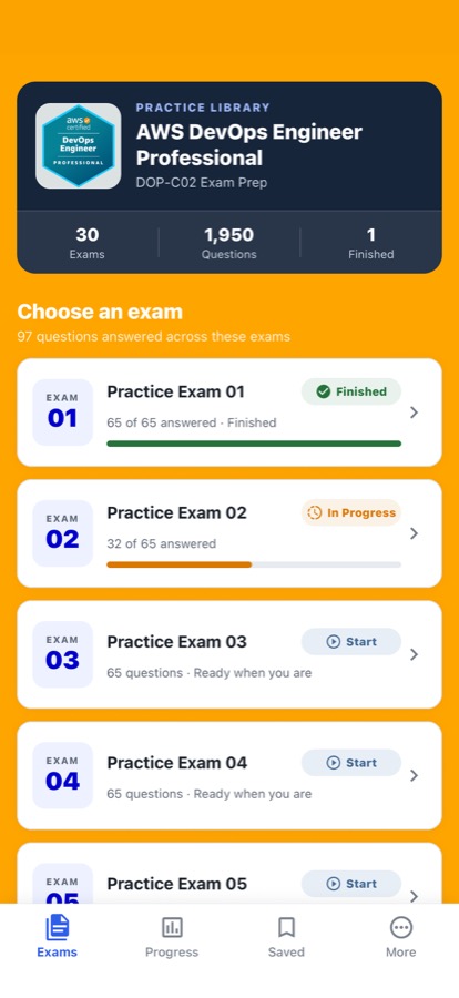 AWS DevOps Engineer Exam Prep: Choose a practice exam