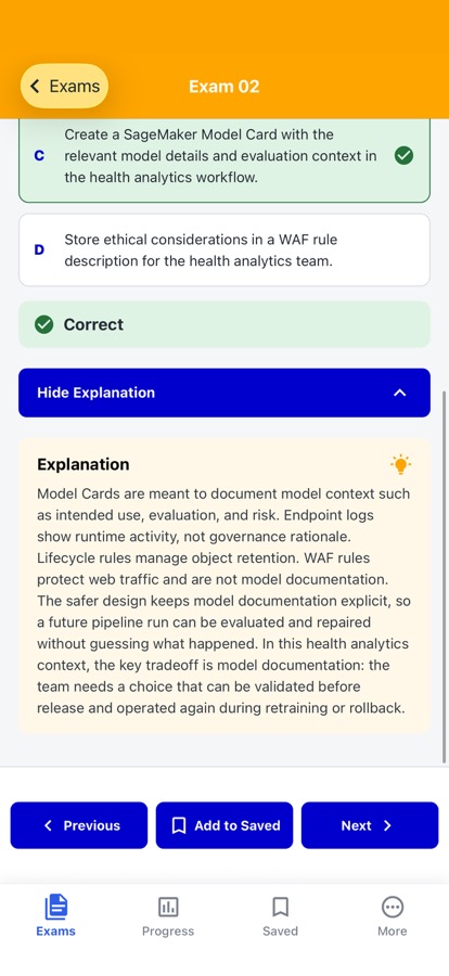 AWS Machine Learning Exam: Understand each answer
