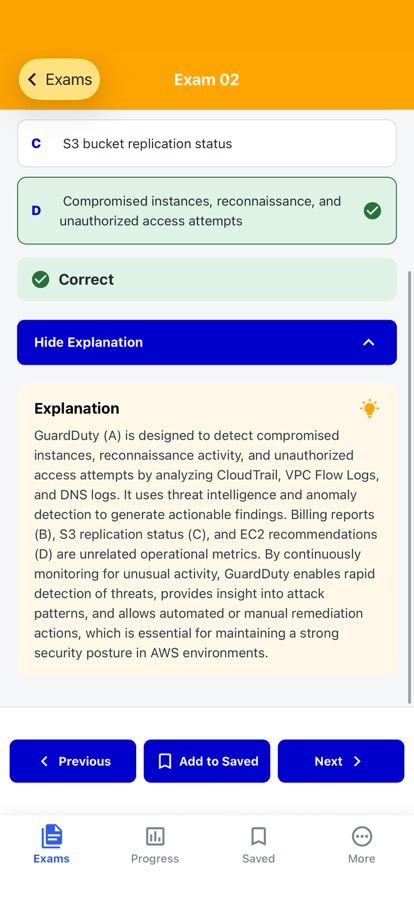 AWS Security Exam Prep: Understand each answer