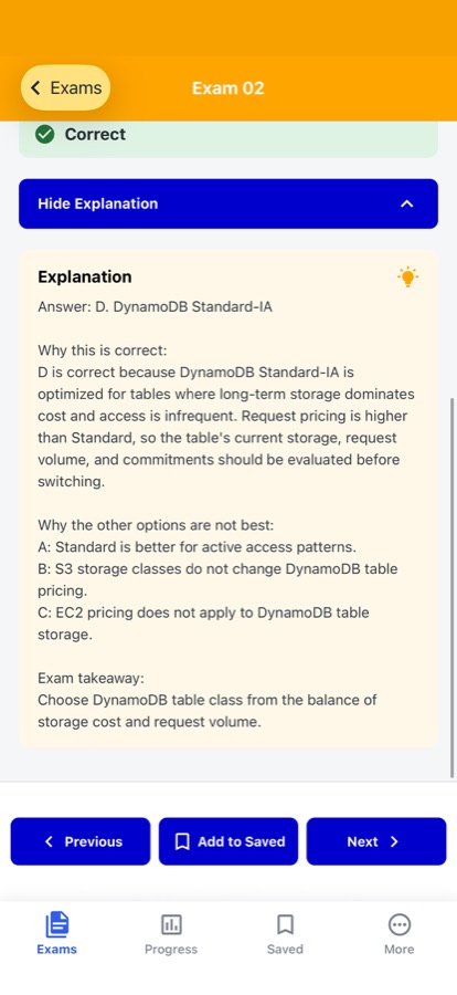 AWS Solutions Architect Exam: Understand each answer