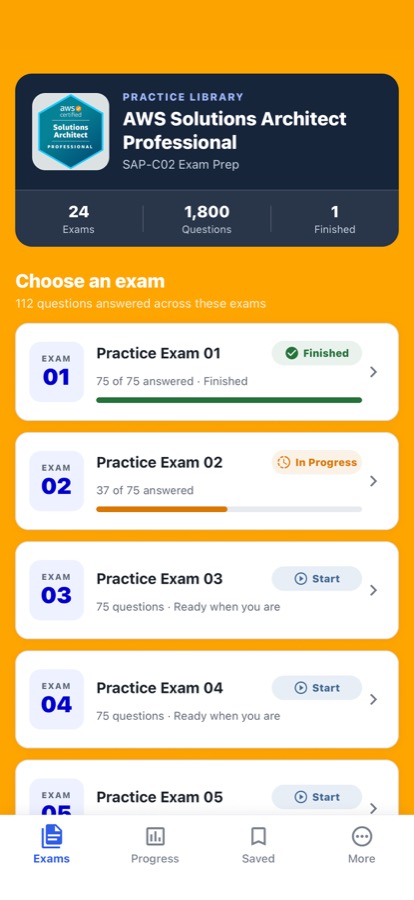 AWS Solutions Architect Pro: Choose a practice exam