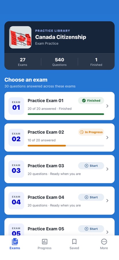 Canada Citizenship Exam practice library