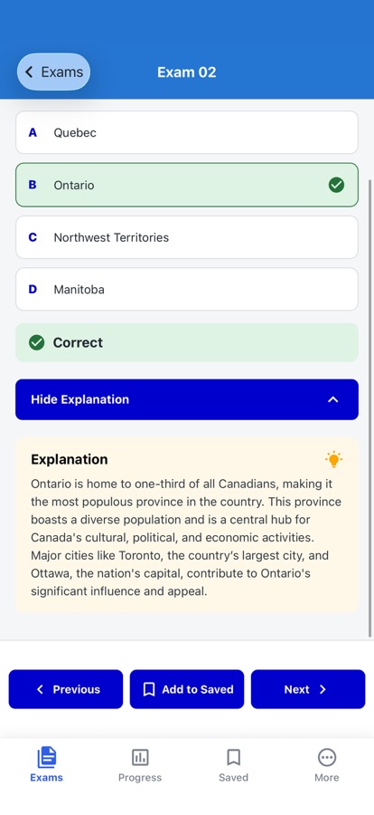 Canada Citizenship Exam: Understand each answer
