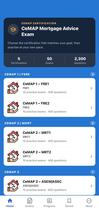 CeMAP Mortgage Advice Exam app exam library