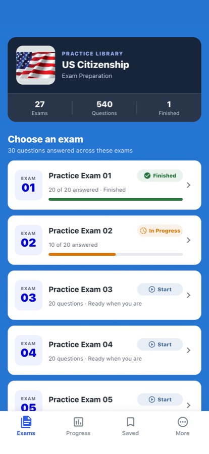 US Citizenship Exam: Choose a practice exam