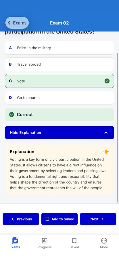 US Citizenship Exam: Understand each answer